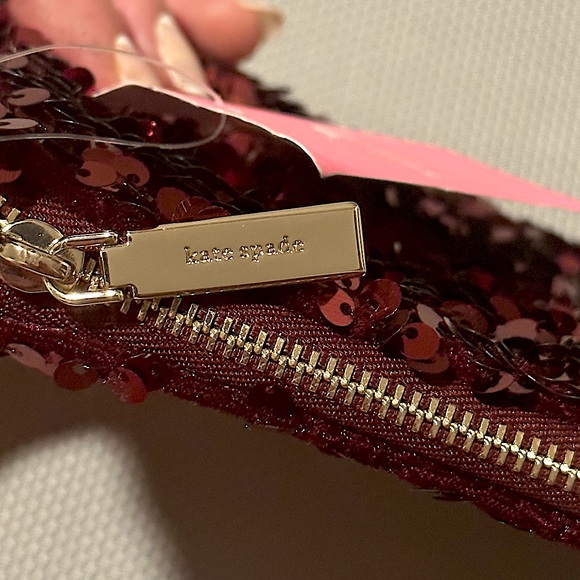 Kate Spade ♠️ Kiki Convertible Sequin Wristlet (Deep Berry) - Picture 7 of 13